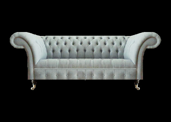 Hellgrou Chesterfield Polstermöbler Wunnzëmmer 3-Sëtzer Couch Edel Miwwelen