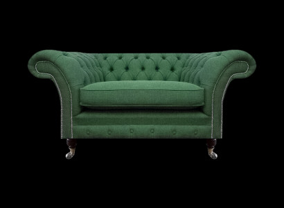 Elegant Chesterfield Grénge Fauteuil Wunnzëmmer Stoff Eedle Sëtz.