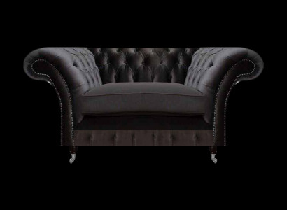 Chesterfield schwaarze gepolsterte Fauteuil Luxus Sëtzmiwwel Moderner Een-Seater