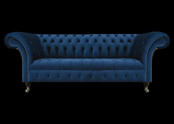 Däischterblo Chesterfield Wunnzëmmer Couch Designer Drësëtzer Sëtzmiwwel