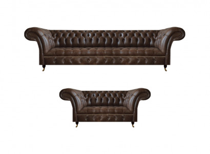 Brong Chesterfield Konschtlieder Sofae Designer Wunnzëmmer Couchë 2tlg