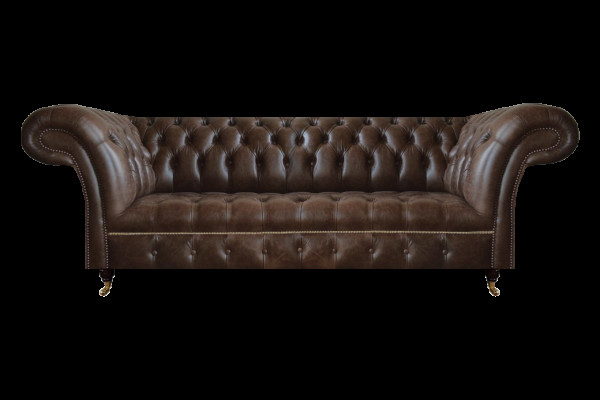 Braune Chesterfield Lieder-Couch Wunnzëmmer Couchen Designer Robust Miwwelen