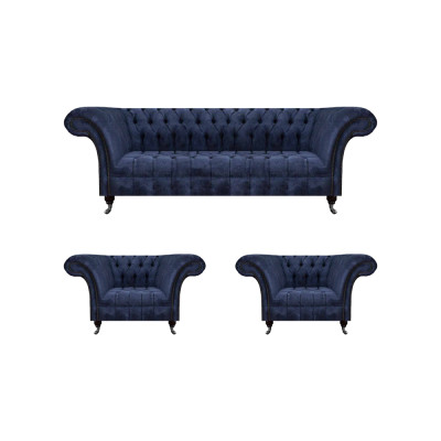 Stilvoll Blo Chesterfield Miwwelen Luxus Couchgarnitur Textil Set