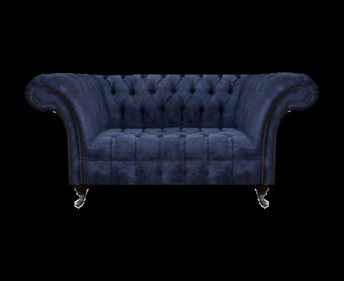 Chesterfield Bloë Polstersofa Wunnzëmmer 2-Sëtzer Luxus Edelt Sëtzmiwwelen