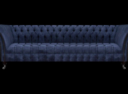 Blo Chesterfield Sëtzmiwwel Wunnzëmmer Véiersëtzer Couch Polstersofaen