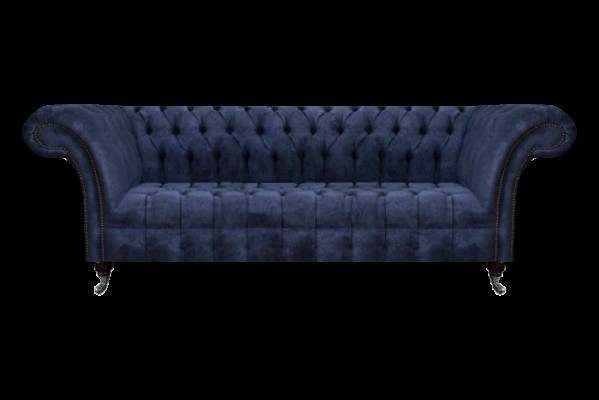 Däischterblo Chesterfield Sofa Sëtzmébel Polstersofa Stoff Miwwelen