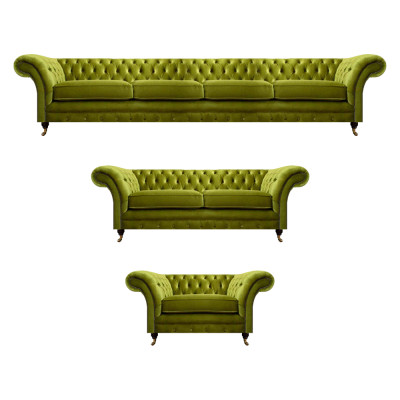 Olivgréng Chesterfield Sofas Modern Sëtzgruppe Fauteuil 2-Sëtzer