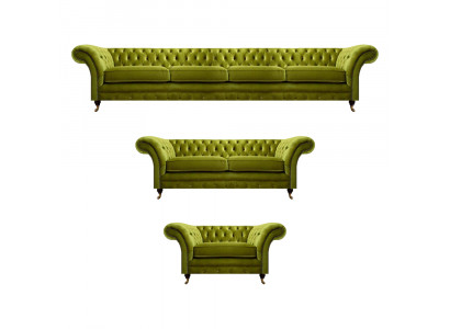 Olivgréng Chesterfield Sofas Modern Sëtzgruppe Fauteuil 2-Sëtzer