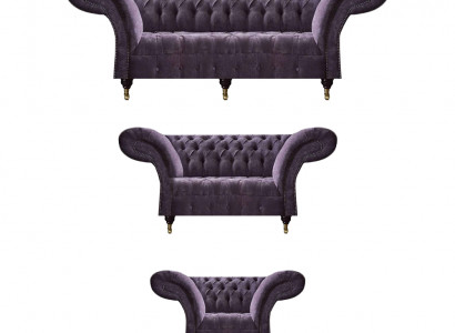 Schickelila Chesterfield-Sofa Designer Komplett-Wunnzëmmer Garnitur