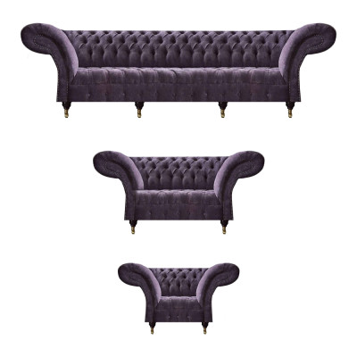 Chesterfield Lila Sëtzmöbel Moderne 4-Sëtzer Designer Zwéisëtzer Fautteuil