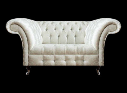 Chesterfield Wunnzëmmer Canapé Designer Wäiss Zweesëtz Sofa Sëtzmiwwel