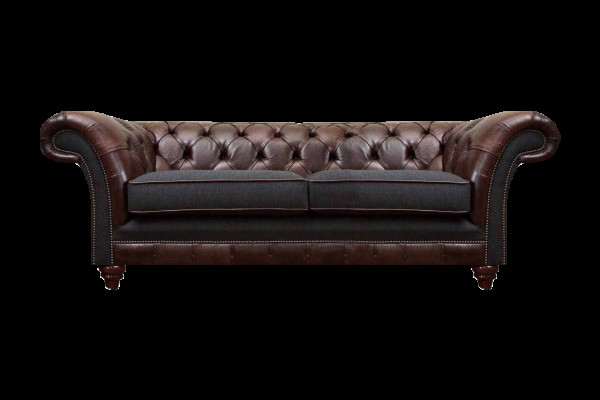 Brong-graue Chesterfield Edler Zweisëtzer Wunnzëmmer Polstercouch.