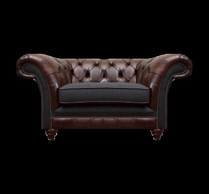 Chesterfield Braun-Gro Stull Wunnzëmmer Einsëtzer Modern Edle Miwwelen