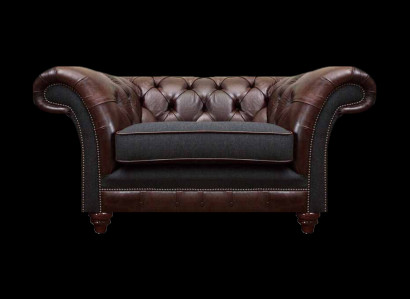 Chesterfield Braun-Gro Stull Wunnzëmmer Einsëtzer Modern Edle Miwwelen