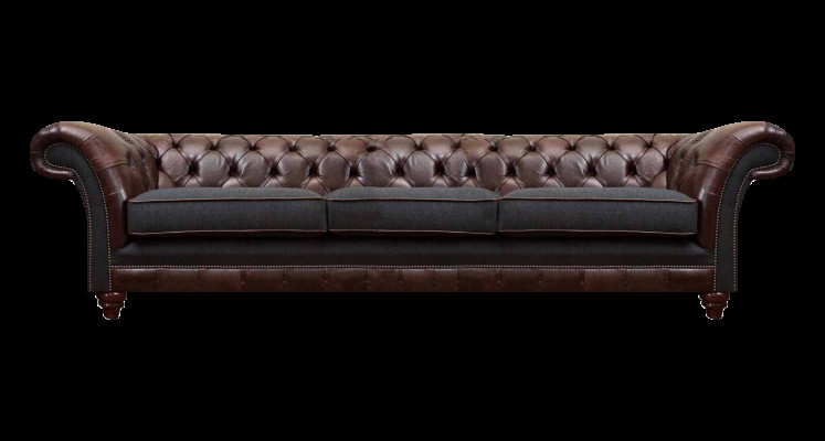 Braun-Gro Chesterfield Dräisitzer Wunnzëmmer Polstersofas Luxus Canapé