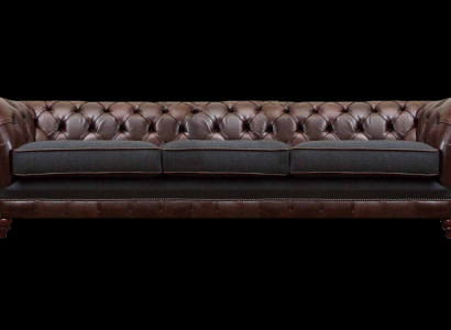 Braun-Gro Chesterfield Dräisitzer Wunnzëmmer Polstersofas Luxus Canapé