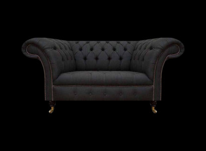Luxus Chesterfield Sofas Designer Schwaarzen Zweisëtzer Wunnzëmmer Miwwelen