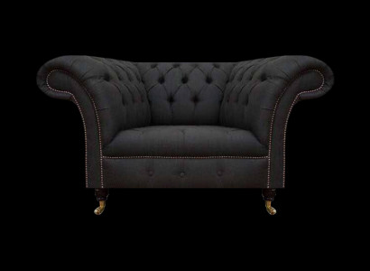 Schwaarze Chesterfield Sëtzmiwwel Designer Sëtzmöbel Luxus Eenpersouns-Sessel