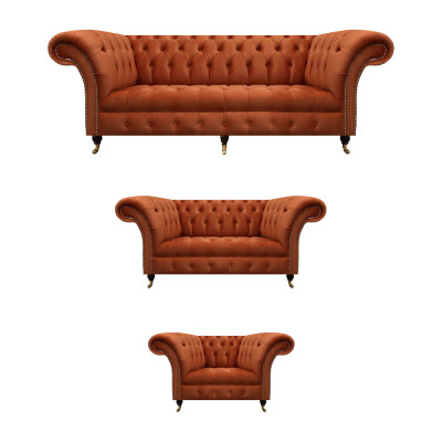 Brong Chesterfield Sitzmöbel Wunnzëmmer Designer Couchen 3tlg Garnitur
