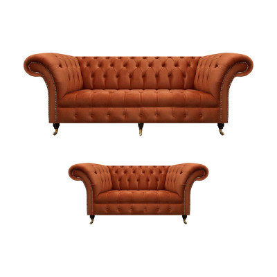 Chesterfield Brong Sofa Set Stilvoll Polstercouch Designer Set 2 Stécker