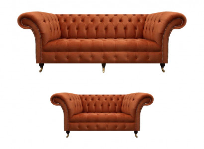 Chesterfield Brong Sofa Set Stilvoll Polstercouch Designer Set 2 Stécker