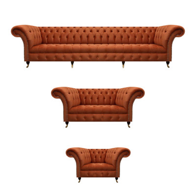 Braun Chesterfield Polstersofa Designer Komplettsofaen 3-teil gesatzt