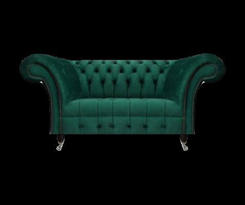 Gréng Chesterfield Polstersofa Designer Zweisëtzer Edel Textil Miwwelen