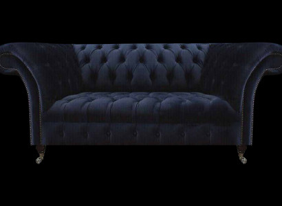 Däischterbloë Polster-Couch Chesterfield Wunnzëmmer Textil-Sofa Modern Miwwelen