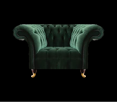 Chesterfield grénge Sëtzel Textilsëtzel Stoffsesel Wunnzëmmer Miwwelen