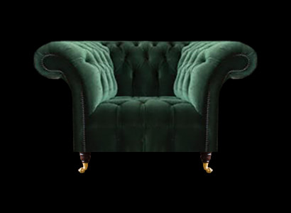 Chesterfield grénge Sëtzel Textilsëtzel Stoffsesel Wunnzëmmer Miwwelen