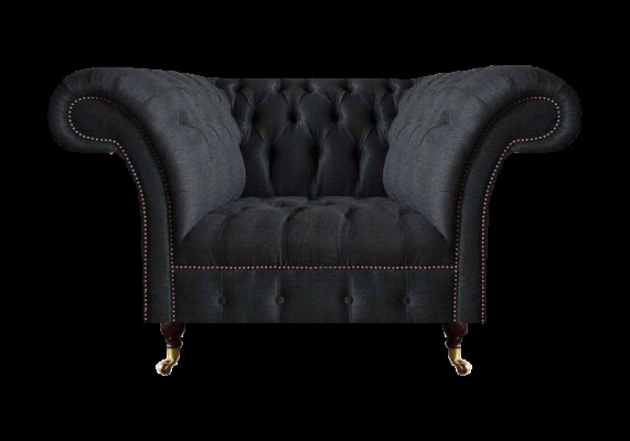 Wunnzëmmer Chesterfield schwaarzen Einsëtzer Textilsessel Edel Sessel
