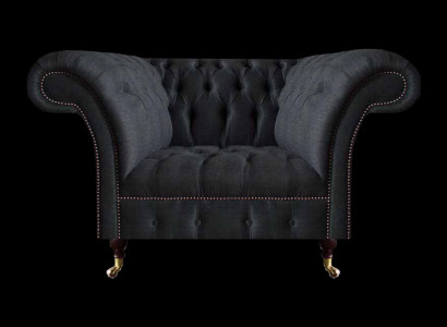 Wunnzëmmer Chesterfield schwaarzen Einsëtzer Textilsessel Edel Sessel