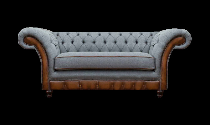 Luxuriéise Chesterfield hellgroue 2-Sëtzer Polster Designer Sëtzmiwwel