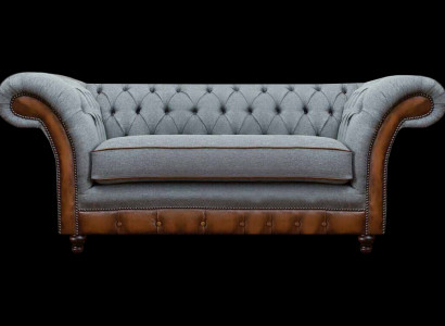 Luxuriéise Chesterfield hellgroue 2-Sëtzer Polster Designer Sëtzmiwwel