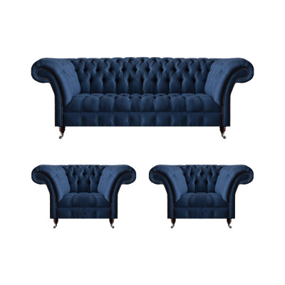 Luxuriéis Chesterfield Set Moderne Dräisëtzer 2x Polstersëtz