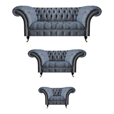 Wunnzëmmer Chesterfield Set Designer Gro Sofagarnitur Fotell 3-Sëtzer