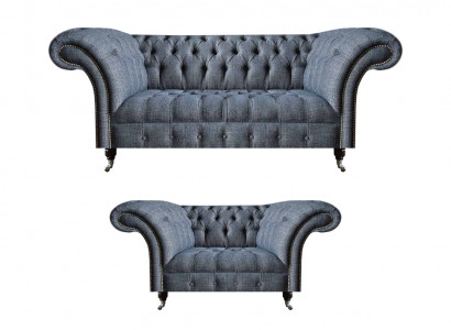 Wohnzëmmer Chesterfield Sofas Designer Polster Garnitur 3-Sëtzer 2-er