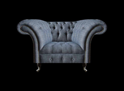 Modernen Chesterfield Einsëtzer Grauen Wunnzëmmer Textilfauteuil 1-Sëtz.