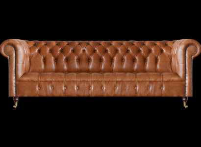 Wunnzëmmer Véiersëtzer Chesterfield Designer Canapéë Luxus Ledersofaen