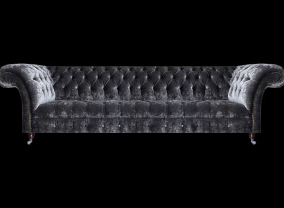 Luxuriéise Chesterfield Véiersëtzer Designer Miwweltextil Sofa