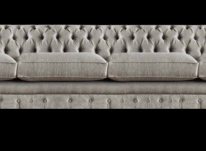Hellgréng Chesterfield Polstersofa Designer 4-Sëtzer Textil Sitzmëttel
