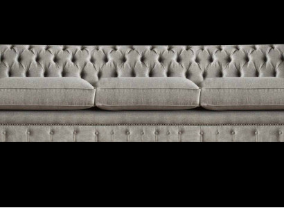 Chesterfield Dräisëtzer am Grauwe Wohnzëmmer gepolstert Sofas Designer Couchen