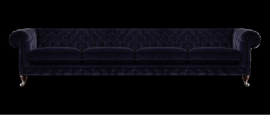 Chesterfield Donkelblo Couch mat véier Sëtzplaze fir d'Wunnzëmmer Polstersëtzmiwwelen
