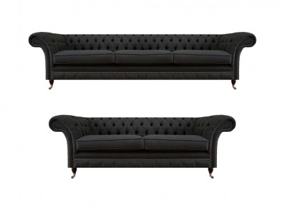 Schick Chesterfield Canapé-Set Moderne 3-Sëtz Polster Zweesëtz
