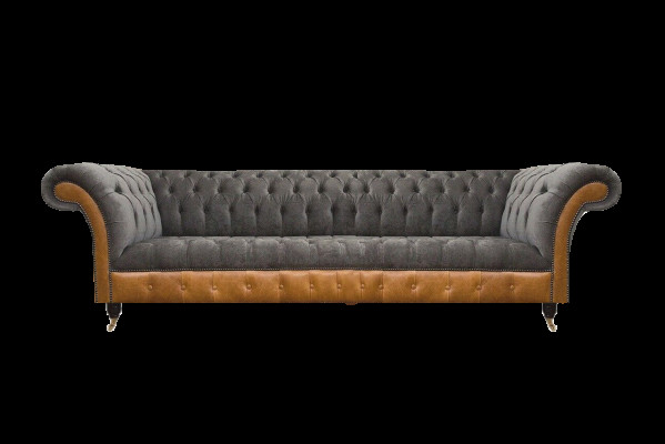 Luxuriéisen Chesterfield 4-Sëtzer Designer Véiersëtzer Textil Canapé Sofas