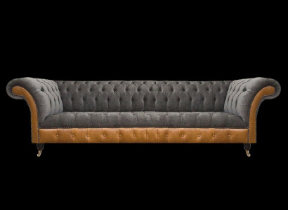 Luxuriéisen Chesterfield 4-Sëtzer Designer Véiersëtzer Textil Canapé Sofas