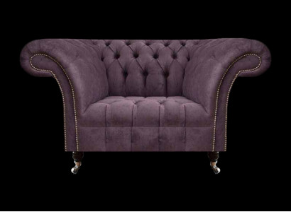Eleganter Chesterfield Lila Einsëtzer Wunnzëmmer Sëtzmiwwel Edle Fauteuil