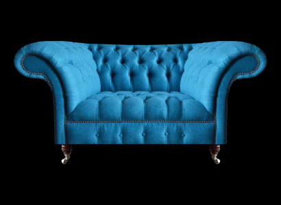 Blo Chesterfield Textil Zweisëtzer Sëtzmiwwelen Designer Edel Sëtzsofaen