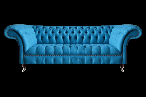 Himmelbloen Chesterfield Drësëtzer Stilvoll 3-Sëtzer Modern Couch