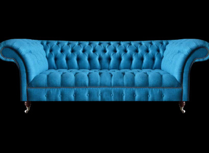 Himmelbloen Chesterfield Drësëtzer Stilvoll 3-Sëtzer Modern Couch